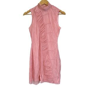 UO Estee Ruched Lace Mini Dress pink